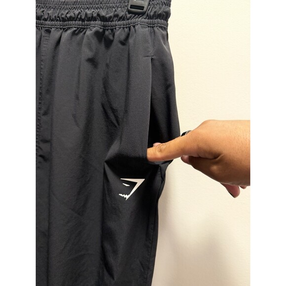 Women's Gymshark Pants M Medium Black Tapered Windbreaker Drawstring Active - Picture 5 of 8